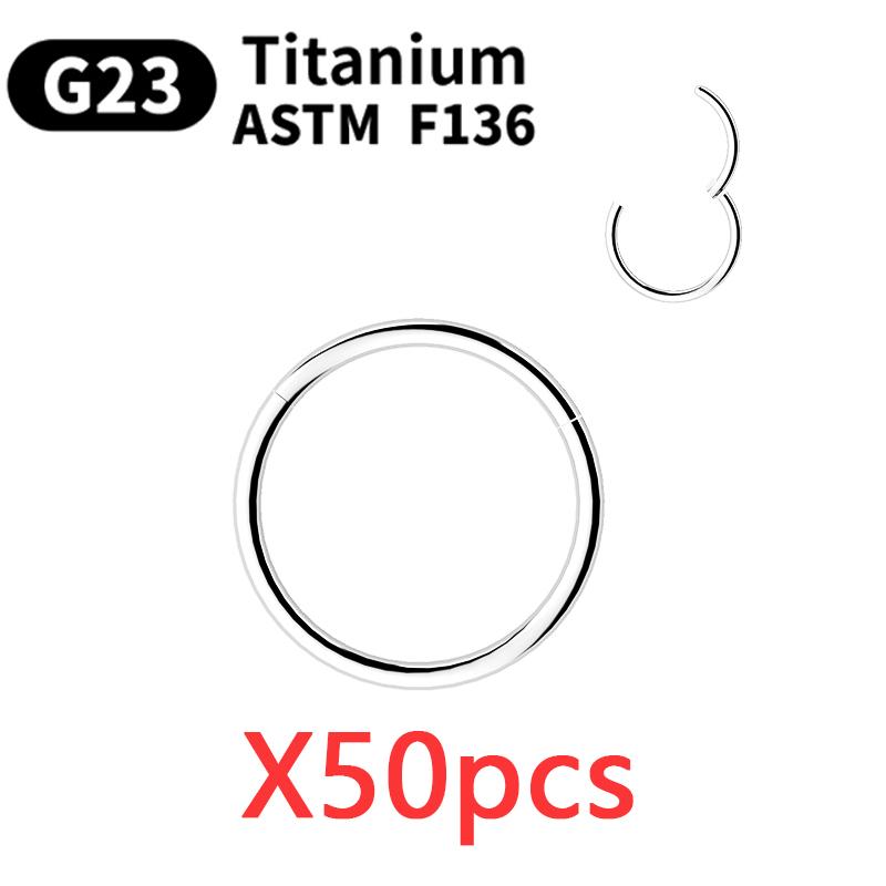 10/50Pcs Hoop Earring G23 Titanium Nose Ring For Women Piercing Jewelry Lip Ear Ring Hoop Mixed Body Clips Hinge