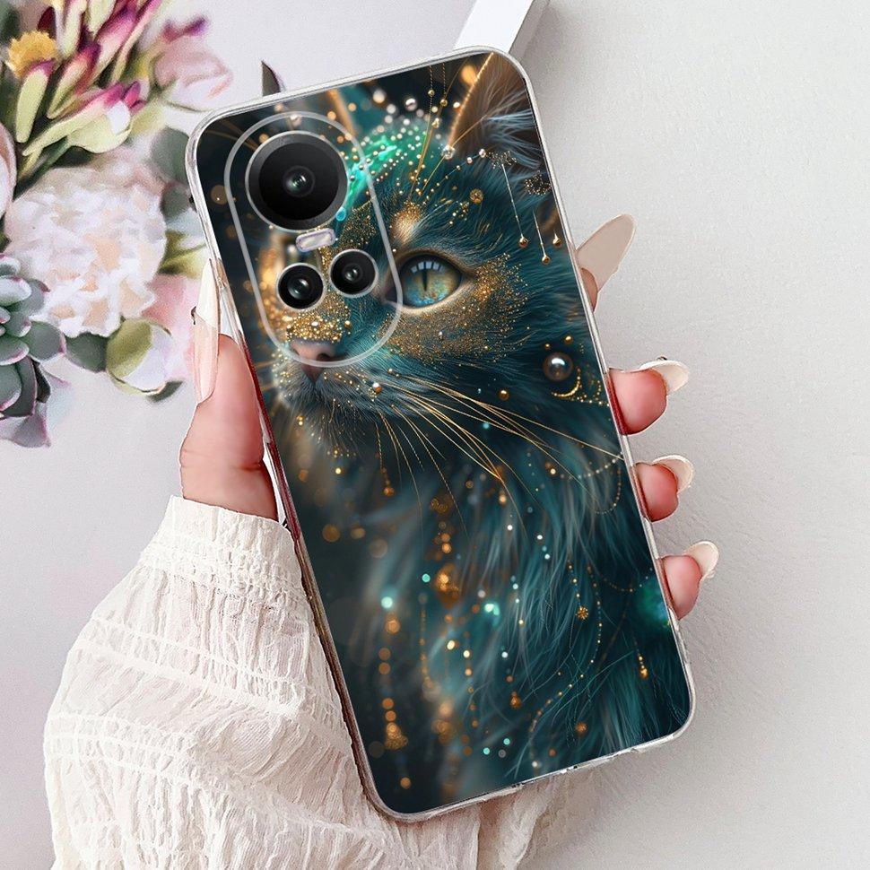 For OPPO Reno10 5G Case CPH2531 Luxury Cat Cartoon Cover Clear Silicone Soft TPU Phone Case For OPPO Reno 10 Reno10 Back Covers