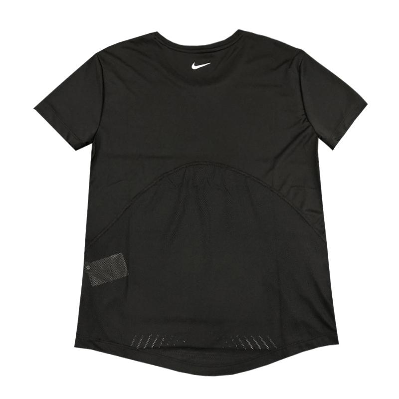 Nike Sports Lifestyle Series Casual Breathable Striped Round Neck Moisture-Wicking Quick-Dry Short Sleeve T-Shirt Women T-Shirts Black AQ5205-010