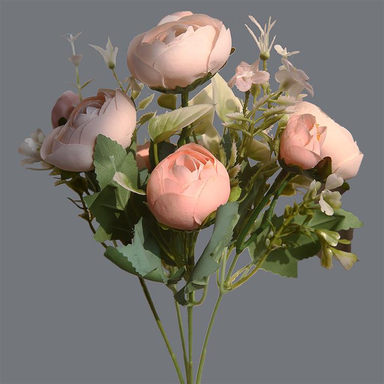 

29cm Artificial Flowers Silk Rose Bouquet Fake Flowers Arrangement Vintage Wedding Decoration Home Party Decor 1 bunch ( no vase) шампанского