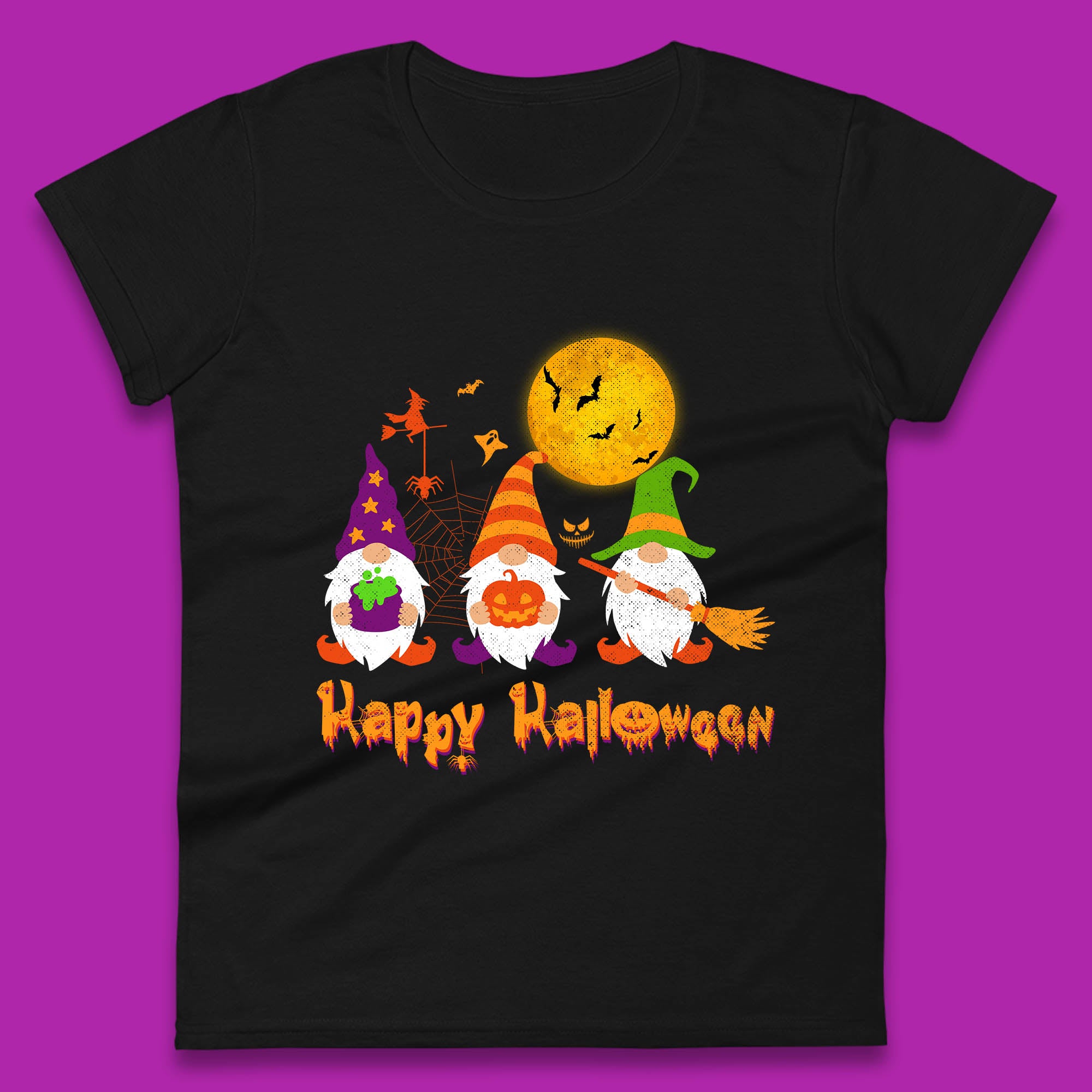 Happy Halloween Gnomies Spooky Witch Gnomes Scary Gnome Lover Womens Tee T Shirt Mens Tops Unisex Top M