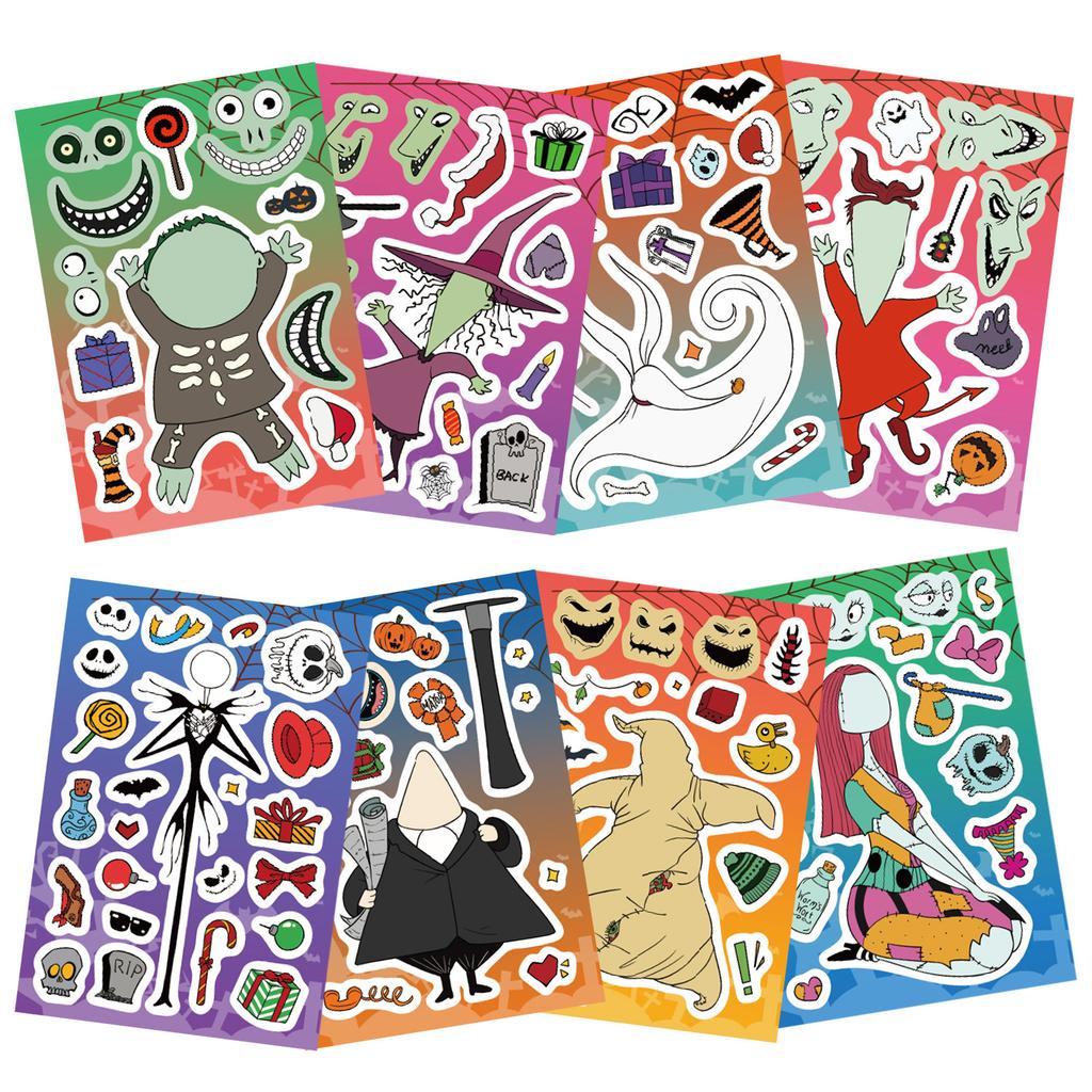 8 Cartoon Halloween Christmas Night Face Change Collage DIY Hand Notebook Decoration Waterproof