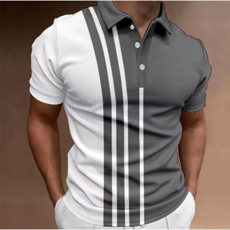Schmal geschnittenes Poloshirt mit kurzen Ärmeln, vertikale Streifen für einen lässigen Alltagsstil