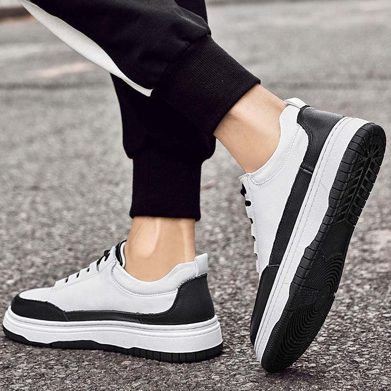 Genuine Leather Mens Breathable Sneakers All-match Men Casual Shoes High Quality Outdoor Skate Shoes Men Lace-Up Men's Footwear
