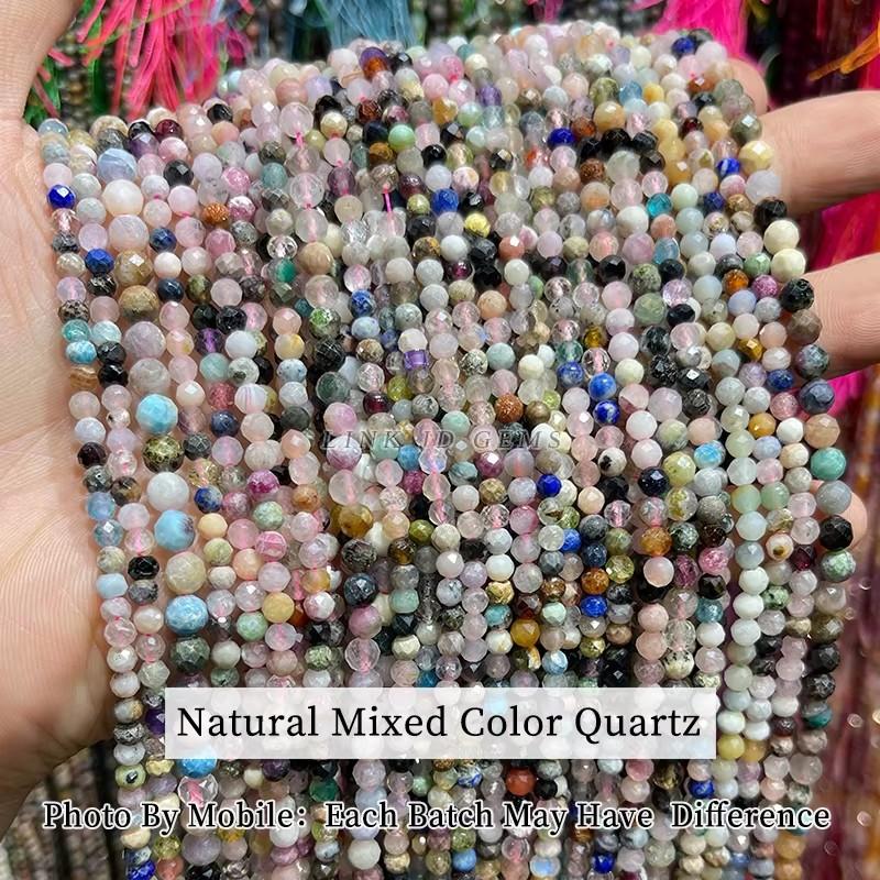 2 3 4mm Natürliche Facettierte Citrin Fluorit Amethyst Steinperlen Runde Mineralperlen Für Schmuckherstellung DIY Armband Zubehör
