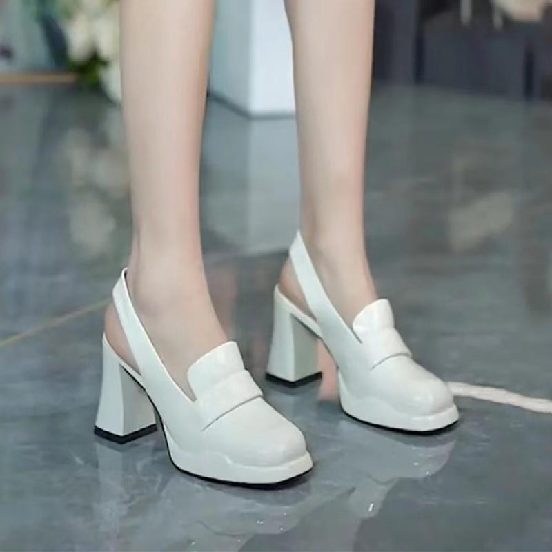 Maogu Round Head Slingbacks Ladies High Heels Spring Autumn Fashion Sandals Slip on Women Platform Pumps Ladies Shoes 2024 New