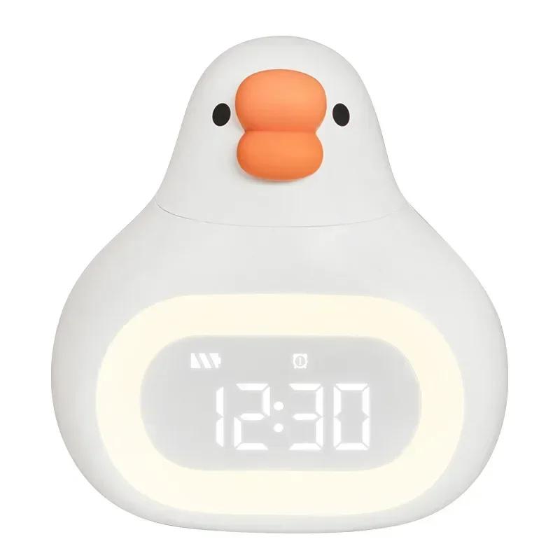 

Cartoon Goose Digital Alarm Clock Night Light Snooze mode 12/24 H Bedside Desk Clock USB Rechargeable Gift for Students Kids белый