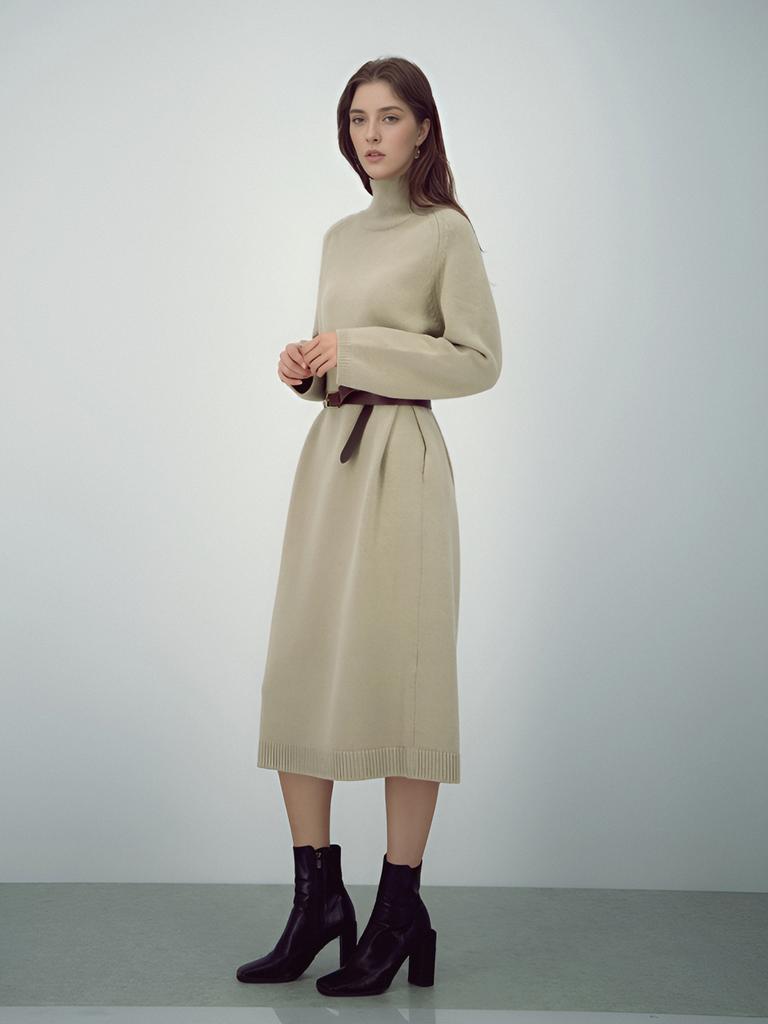 ACUD Turtleneck Wool Knit Dress