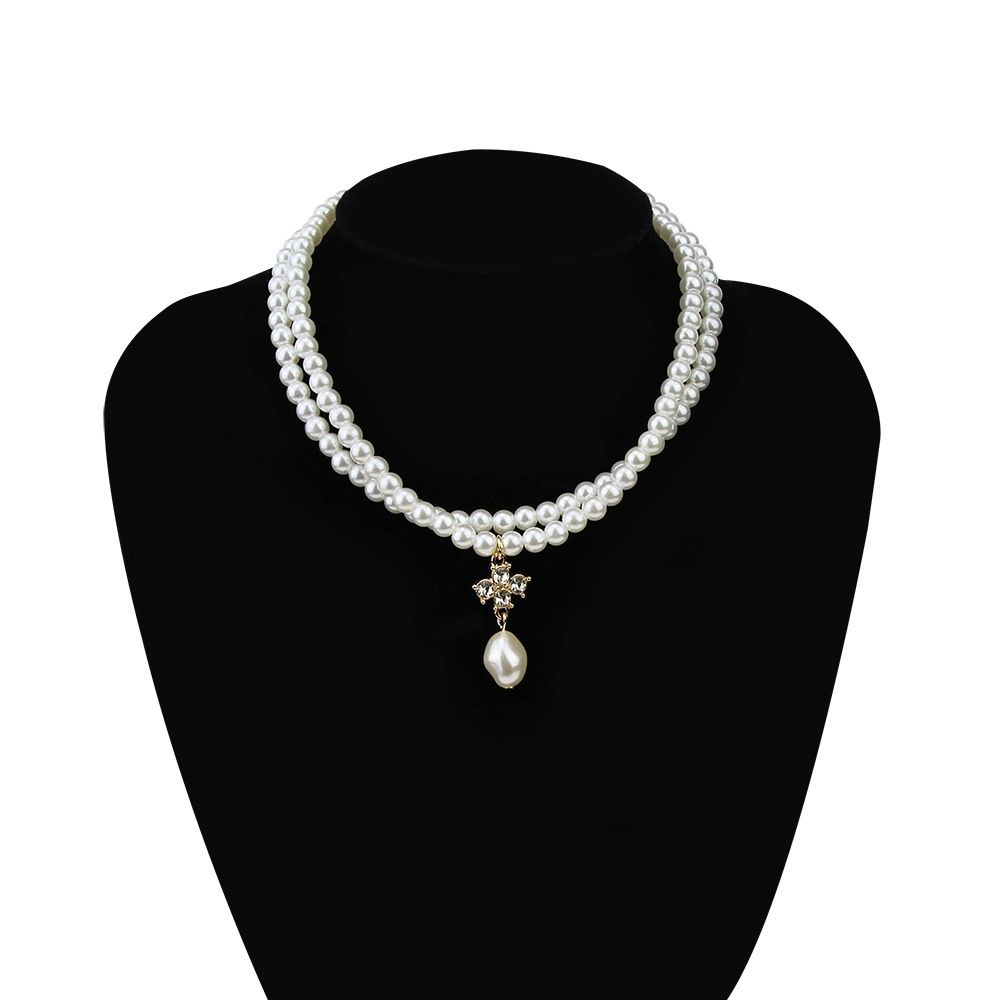 Chain Jewelry Gift Beads Double-layer Female Clavicle Chain Pearl Necklace Korean Style Necklace