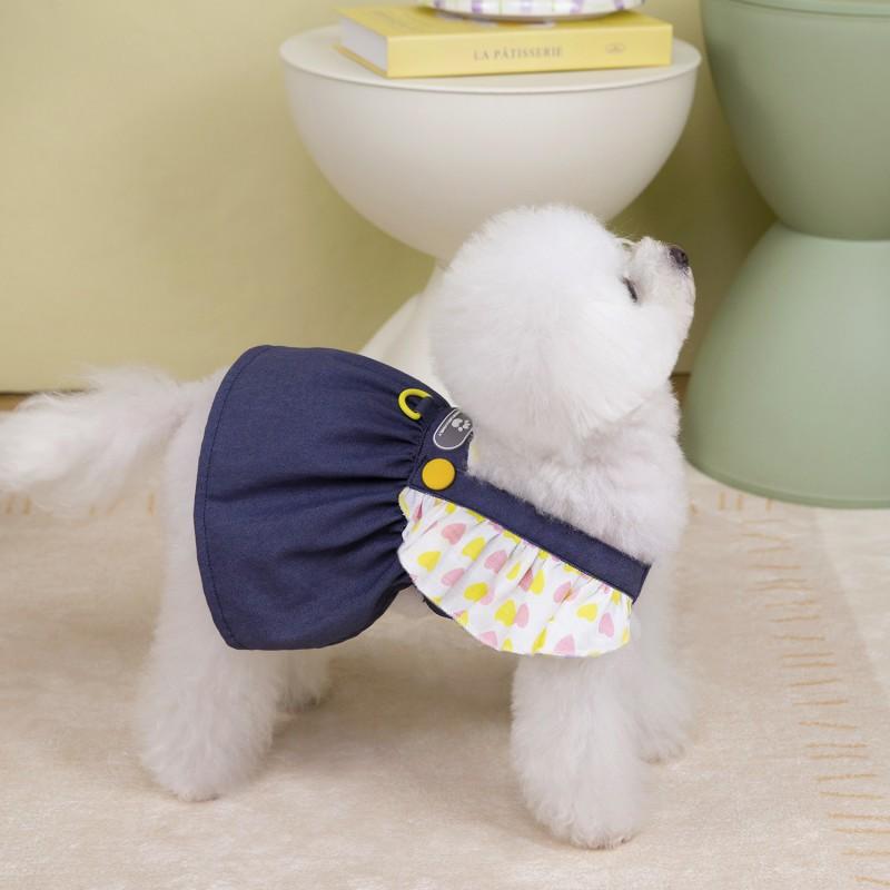 Pet Dog Cat Dress Lightweight Ruffled Denim Skirt Princess Style Small Medium Large Dogs