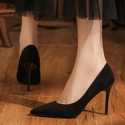 9888H Suede Stiletto Sexy High Heels Professional Commuter Women's Temperament Elegant French Dress Skirt Shoes