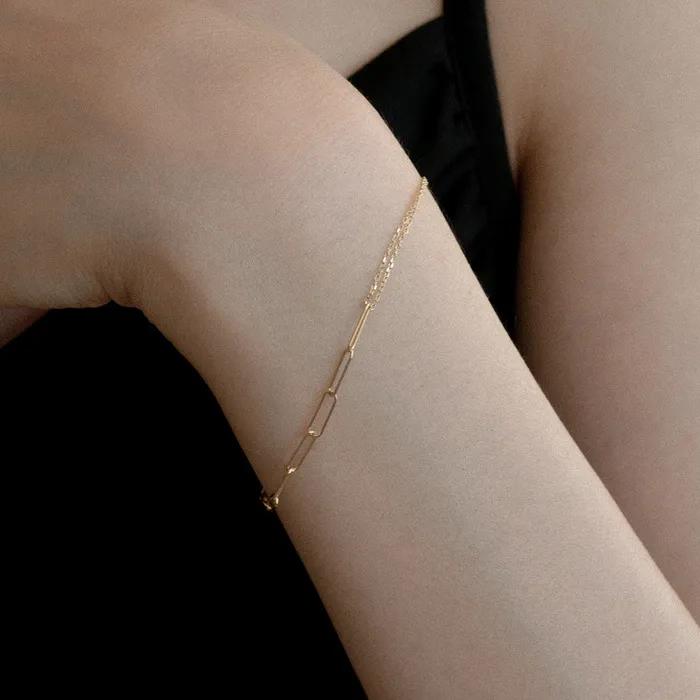 14k Double Chain Half Clip Bracelet