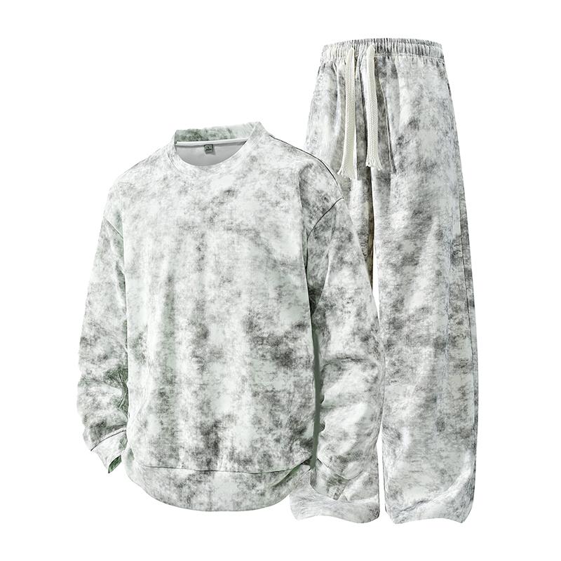 

Men s Contrasting Color Sweatshirt Casual Versatile Pullover Long-sleeved Elastic High-waisted Trousers Sports Leisure Suit L серый