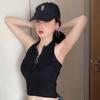 Women's Crop Top Corset Tops Knitted Vest Tight Zipper Sleeveless Top