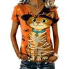 Women's V-Neck Short Sleeve T-Shirt Casual Pullover with Halloween Print Top
