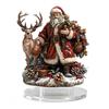 Santa Claus Desktop Ornaments Christmas Reindeer Tabletop Ornament, 2D Acrylic Lightweight Holiday Table Figurines Decor for Fireplace Living