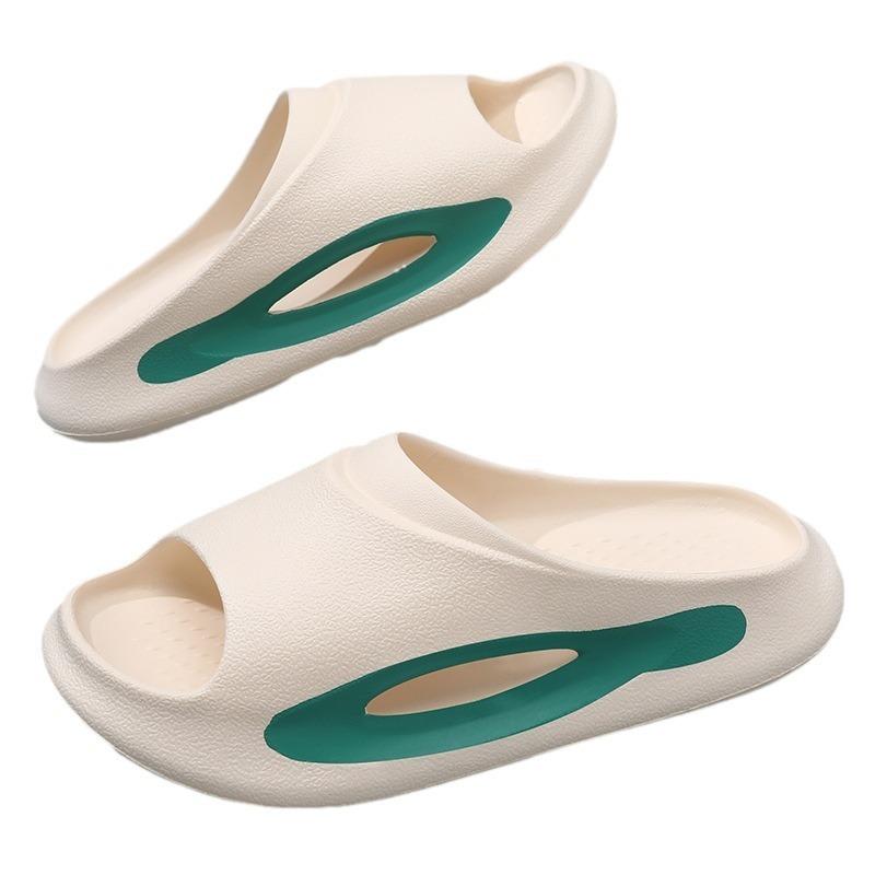 Summer New Male and Female Couples Two-color One-word Drag Thick-soled Non-slip Wear-resistant Fashionable Simple Outdoor Beach Sandals