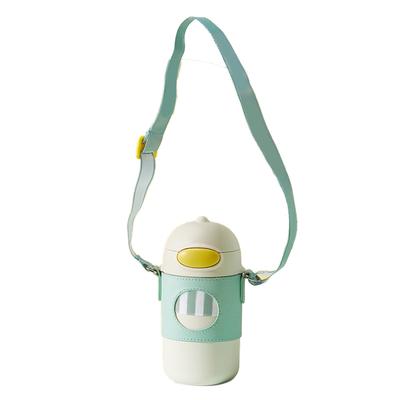 320ML Thermal Mug with Silicone Straw Children Heat Preservation Cup 316 Stainless Steel Inner White 320ML