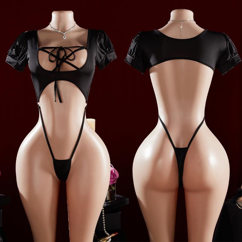 Sexy One-piece   Hollow Open Bra Baby Doll Cosplay Bodysuit Sexy Women's Sex Clothes Crotchless Exposed Navel Erotic Costumes