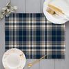 Classic Big Scotland Plaid Placemats Print Pink Khaki Navy Blue Grid Cup Pads Kitchen Dining Room Vintage Holiday Drink Coaster
