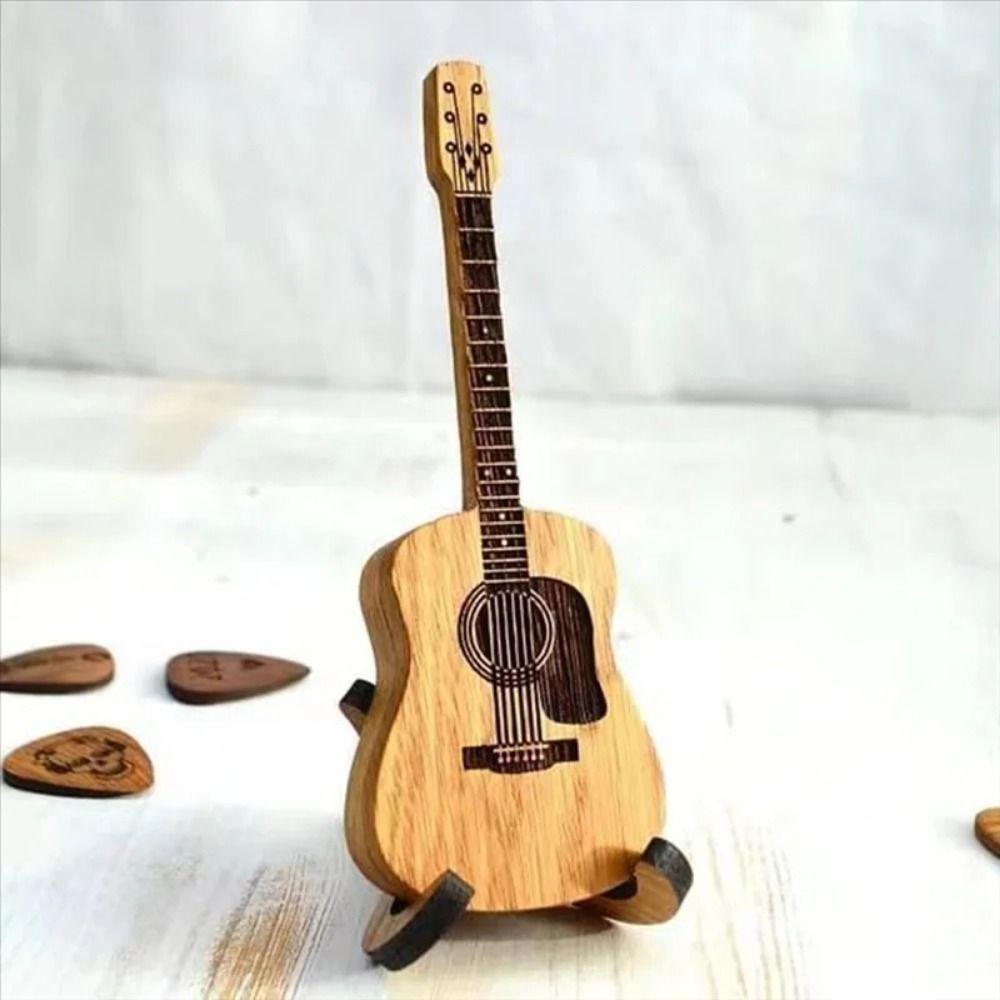Wooden Material Guitar Picks Storage Guitar Shape Guitar Pick Holder  Guitarist Organization