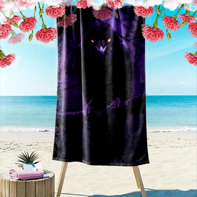 Mystical Glowing-eyed Raven Print Beach Towel, Quick Drying, Suitable for Travel, Outdoor Sports, Jogging, the Beach and Swimming, Gift