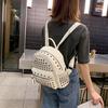 Retro Leather Backpack All-match Satchel Rivet Studded School Bag for Shopping