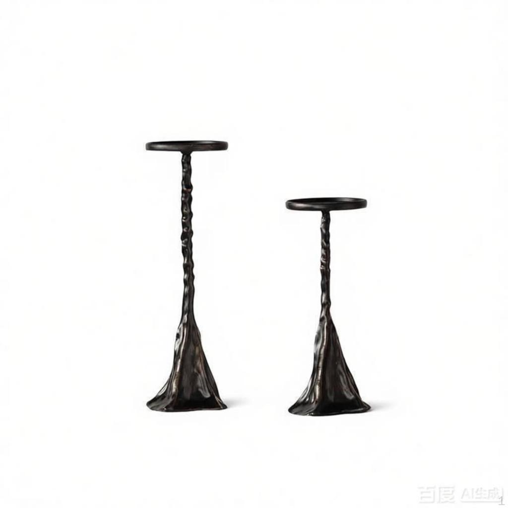 2 Pieces Metal Look Candle Pedestal Artistic Design Holder Luxury Feel Candlestick for