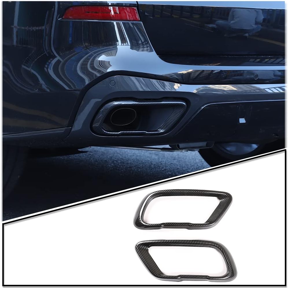 LLKUANG Stainless Car Tail Muffler Exhaust Pipe Output Cover for BMW X5 G05 X6 G06 X7 G07 2019-2024(Suitable For M Sports Version) (Carbon fiber