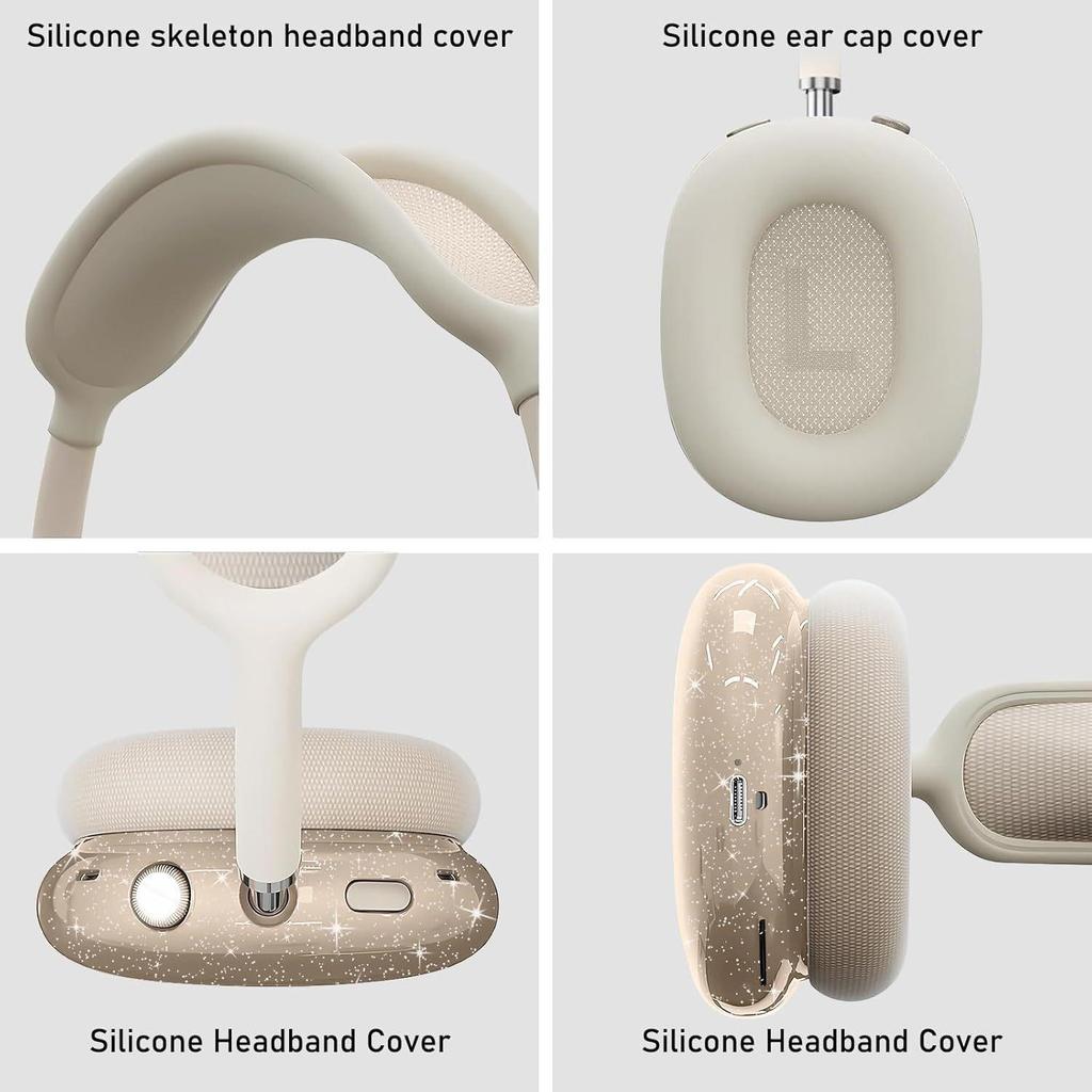 Applicable AirPods Max Over-Ear Headphones Transparent Glitter Silicone Case