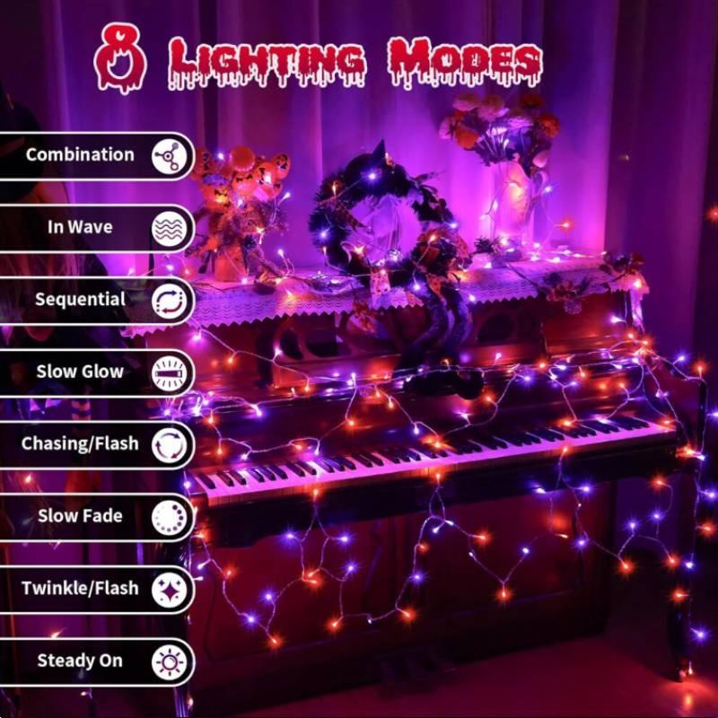 Led 200 20m With 8 Lighting Modes Halloween Decoration Hanging String Light