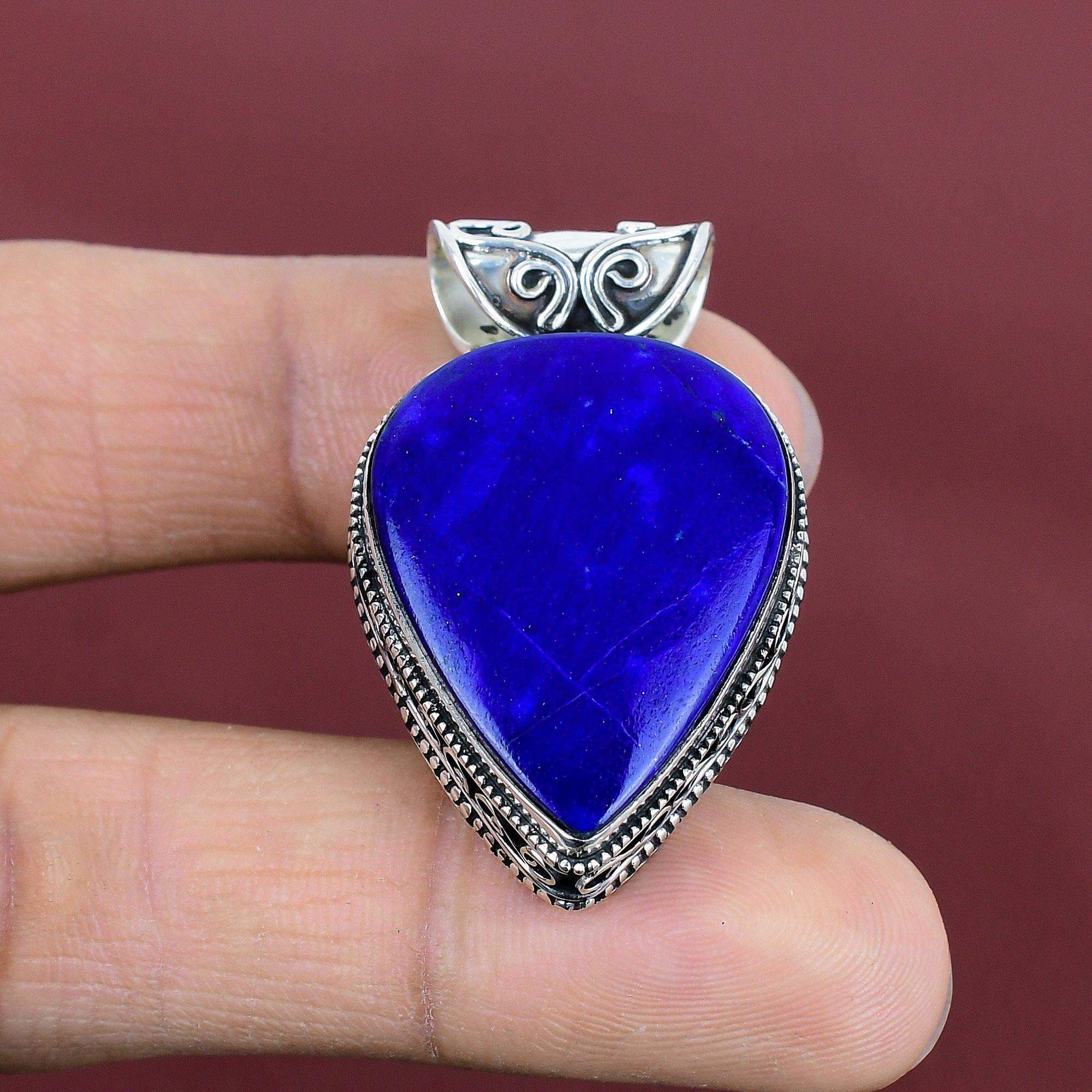 Lapis lazuli pendant vintage jewelry real gemstone pendant 925 sterling silver pendant handmade pendant lapis lazuli jewelry gifts for women