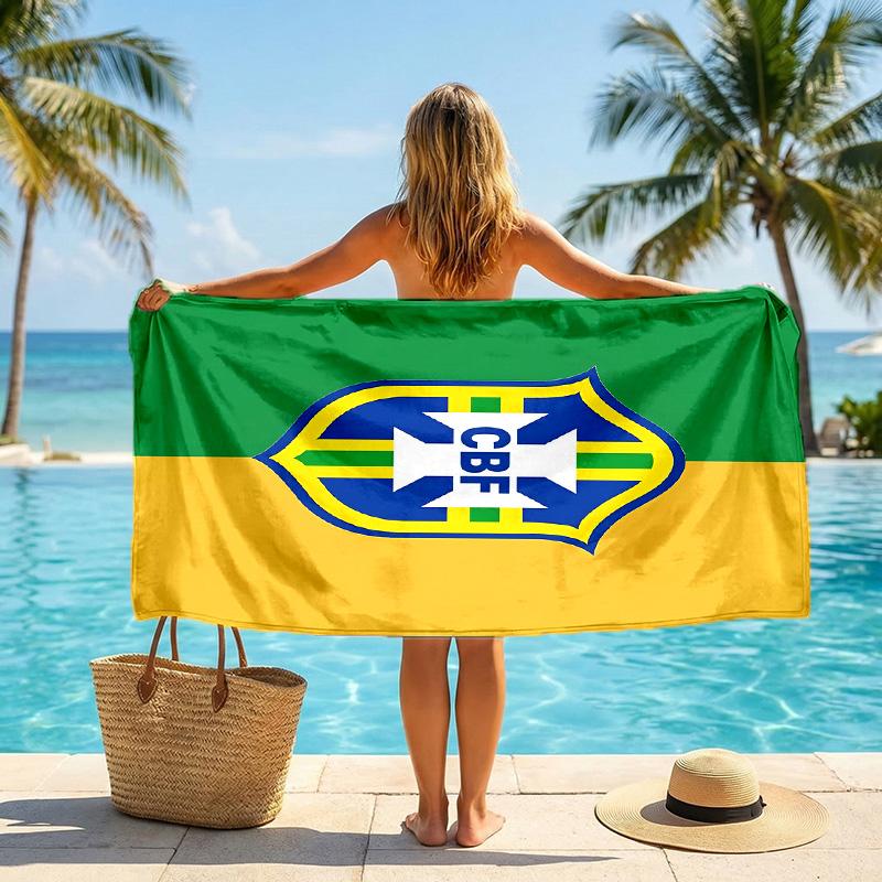 Brasilien Nationalmannschaft Strandtuch Weiches Mikrofaser Sommerhandtuch Schnelltrocknend Saugfähiges Handtuch für Strand Schwimmbad Reisen