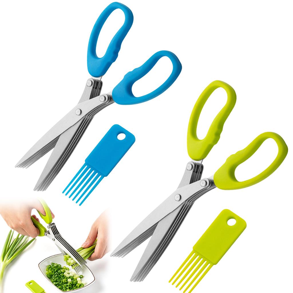 5-Layer Stainless Herb Scissors, Multi- Kitchen Shears for Green Onions, Parsley and Herbs, Boxed