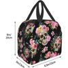 Skull Lunch Bag Halloween Horror Skeleton Flowers Lunch Box Insulated Lunch Box Tote Bags for Office Work School Picnic Beach