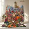 3D Bohemian Floral Blanket - Embroidery Flower Field Design, Soft Flannel for Bedroom/Sofa/Picnic, Vibrant Decor Throw