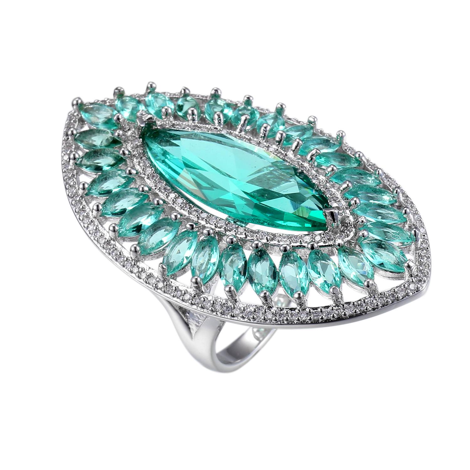 

SODROV Женское крупное кольцо Marquise с зеленым цирконом 10 зелёный