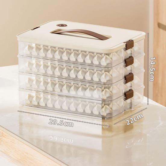 Dumpling Storage Box Transparent Stackable with Handle Design Safe Odorless Freezer Storage Organizer for Kitchen