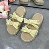 Flat-bottomed Bow Slippers for Women's Summer Wear 2025 New Seaside Beach Shoes with Skirts Lazy One-pedal Slippers