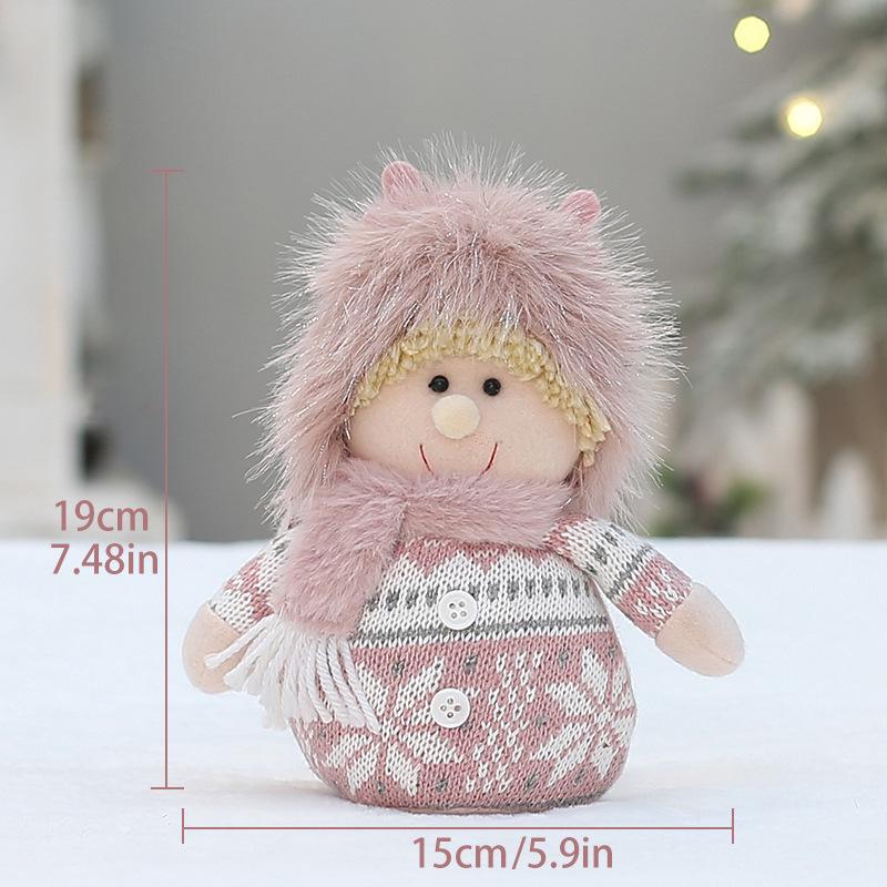 Růžový vánoční látkový panáček s parohy - Stojící ozdoba pro chlapce nebo dívku