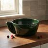 Drain Bowl Slotted Spout Layered Texture Dark Green