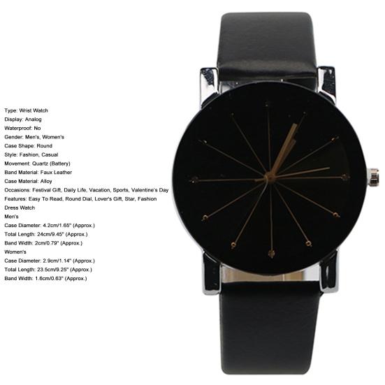 Watch Easy To Read Round Dial Alloy Case Couple Quartz Wristwatch for Festival Gift