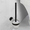 Chrome Wall Round Mounted Toilet Brush And Frosted Glass Holder For Bathroom Use