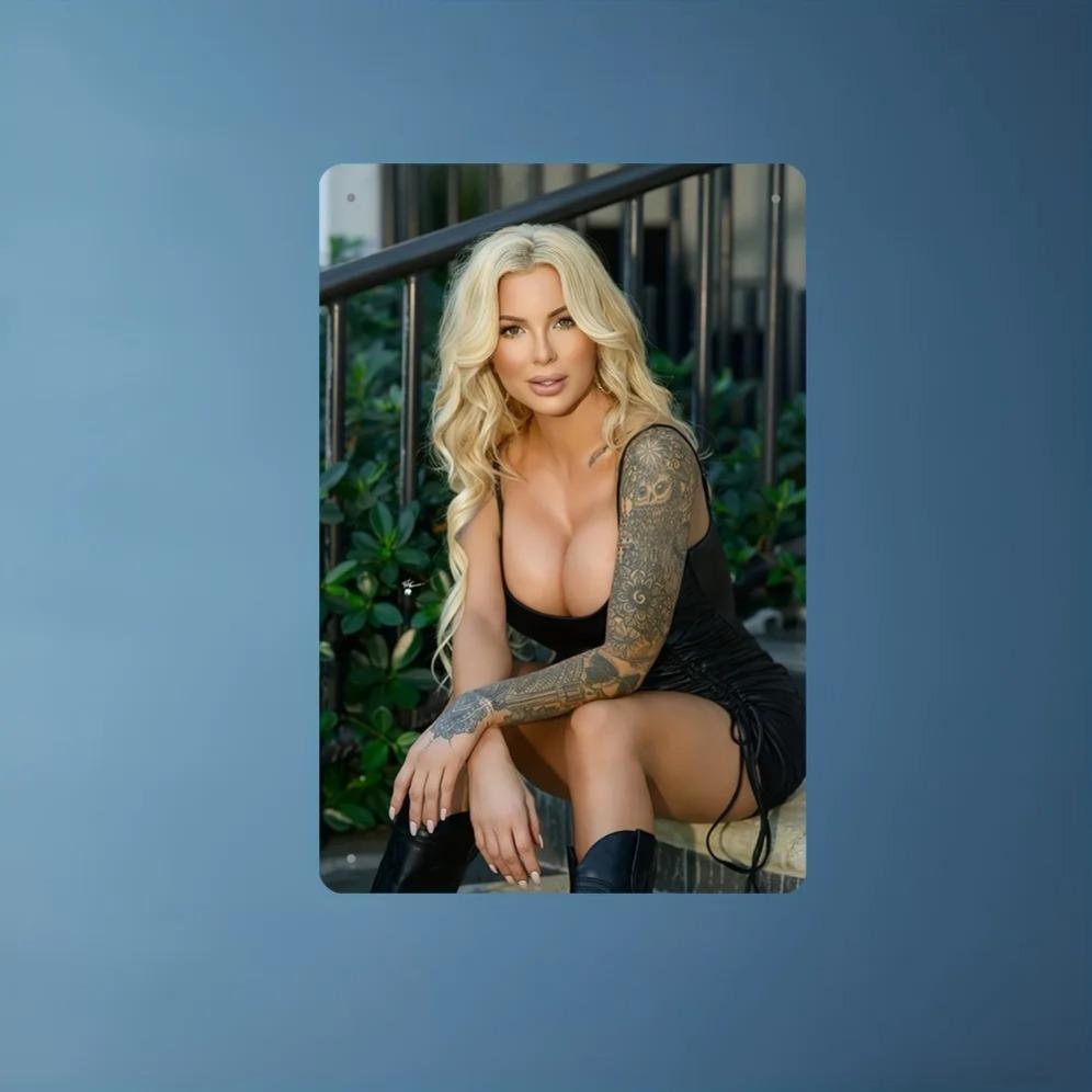 Metal Wall Art Sign Modern Blonde Black Fashion Plaque for Home Office Decor