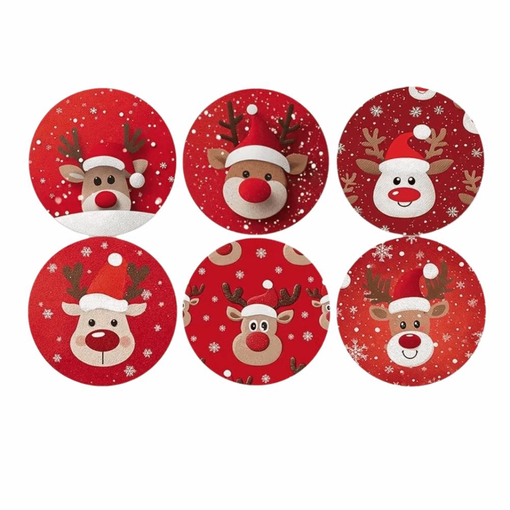 6pcs Snowman Santa Claus Coaster Wooden Coffee Cup Mat Christmas Drink Coaster  Christmas Party