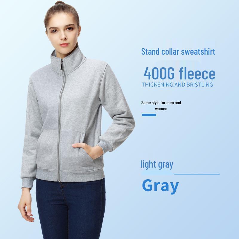 Spring/Summer Custom Workwear: Pure Cotton Zipper Sweatshirt with Turn-Down Collar and Long Sleeves for Uniform and Advertising.