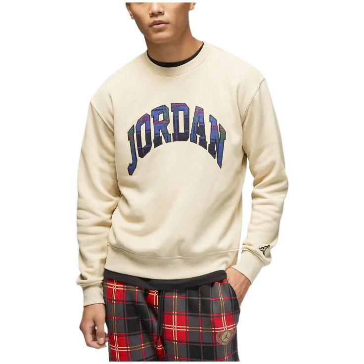 Jordan FW22 Logo Patch Pullover Fleece Sweatshirt Men Tops Khaki DV1576-206