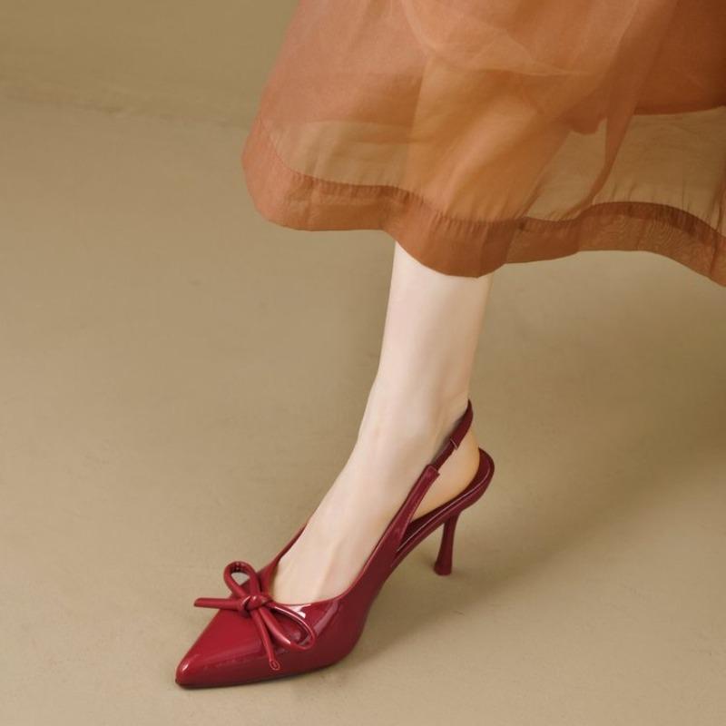 Fashion Hot Selling 2025 New Beaded Mesh Slingback Heels for Women Luxury Pointed Toe Heeled Pumps  Lady Pumps Summer Stiletto Shoe