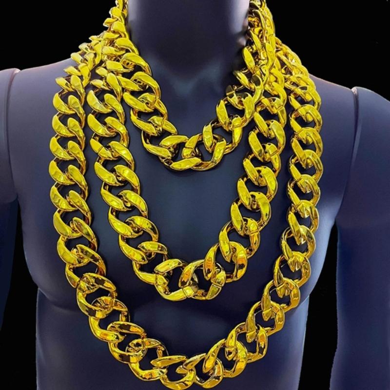 2 Pezzi Collana a Catena Dorata Stile Hip Hop Gioielli da Collo Catene da Rapper Materiale CCB Regalo Perfetto per Uomini e Donne