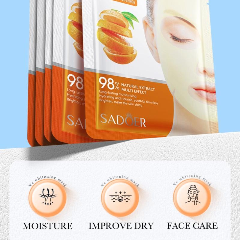 3 Stück Maske 25g SADOER Aloe Vera VC Feuchtigkeitsspendende und Hydrierende Verjüngende Masken-Patch-Packung